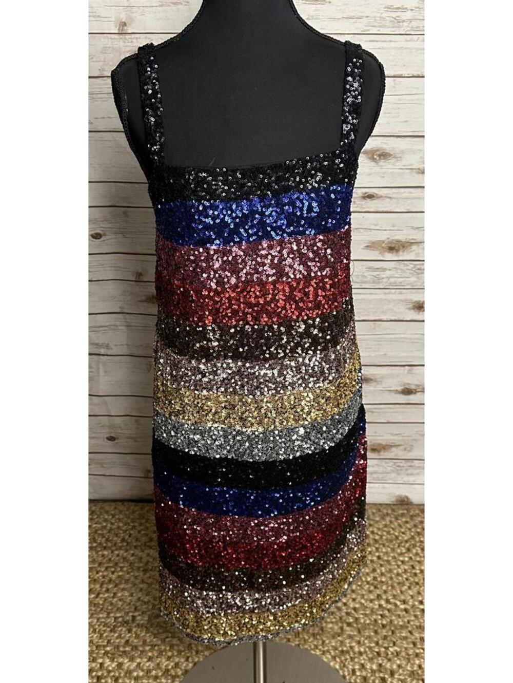 GAP multicolored striped sequin bodycon sleeveless mini dress Size Small